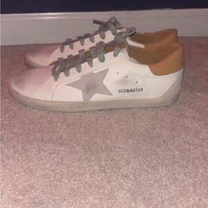 Golden Goose White and Brown Sneakers
